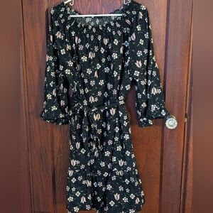 Eloquii Black Floral Cottagecore Dress Size Size 18